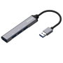 AISENS Hub USB 3.0 de Aluminio 4x Tipo A, Gris, 10cm